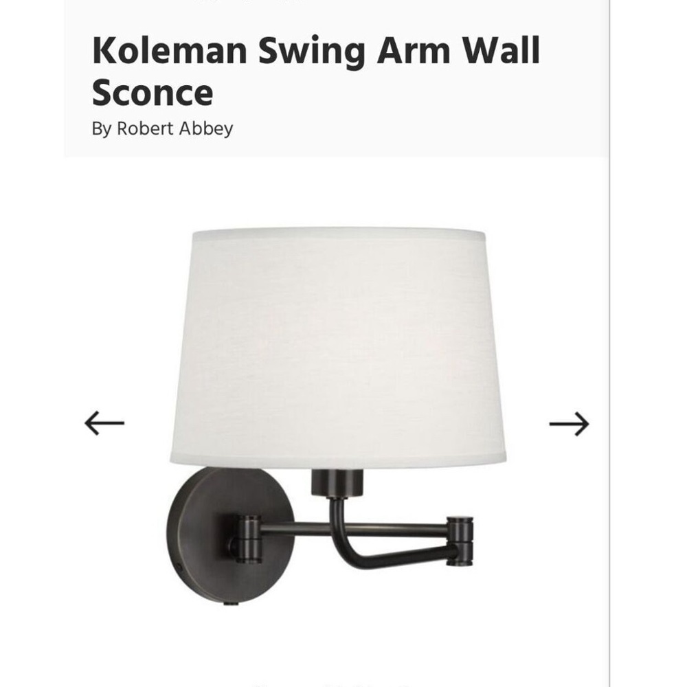BRAND NEW IN BOX! Koleman Bronze Swing Arm Wall Sconces (4)